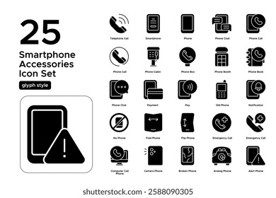 Smart Devices and Mobile Connectivity. Wireless Communication, Apps, and Notifications. Vector Illustration. Glyph solid icon set