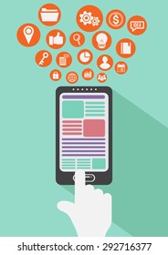 smart devices. mobile and flat icons. design element. vector illustration