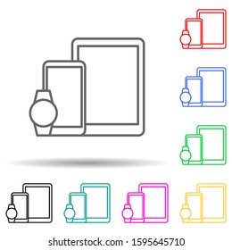 Smart devices phone watch  multi color style icon. Simple thin line, outline vector of artifical icons for ui and ux, website or mobile application