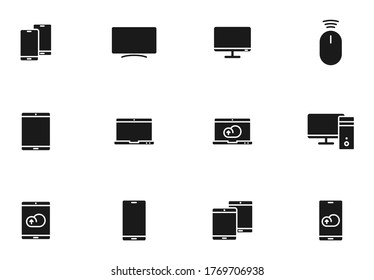 smart devices silhouette vector icons isolated on white. smart devices icon set for web, mobile apps, ui design and print