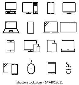 Smart devices vector icons set. Smart devices icon. Gadgets illustration symbol collection. 
computer equipment and electronics sign or logo.