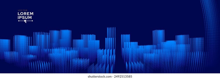 Smart Digital City Invest Concept. Urban Architecture High Towers Concept of the Future City. BIM - Building Information Modeling. Business Industry Construction. Vector Illustration.