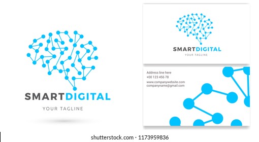 Smart Digital, Digital Services Logo & Business card, Technology, Internet Marketing Vector Logo