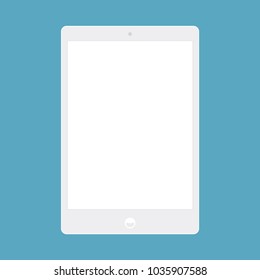 Smart digital tablet with white screen icon, flat design interface element for app ui ux web eps 10 vector isolated on white background