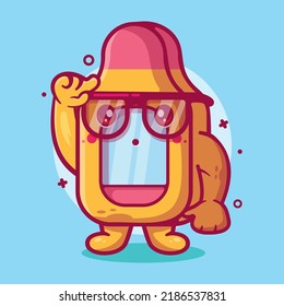 smart digital thermometer character mascot with think expression isolated cartoon in flat style design