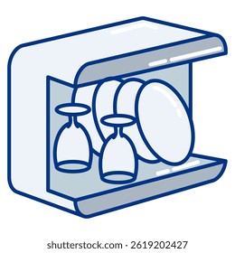 Smart Dishwasher icon represented by Automatic Dishwasher Lineal Color style.