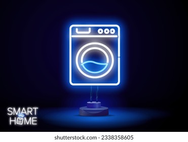 Smart dishwashing machine isolated on transparent background. Smart home appliance concept. Front view. Digital display. Silver color. Element for interior designs. Vector illustration.