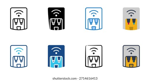 Los iconos del dispensador inteligente establecen la colección de Vector de estilo múltiple. 
