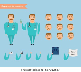 Smart doctor presenting in various action. character design. doctor and healthcare concept - vector illustration - stock vector