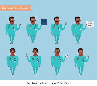 Smart doctor presenting in various action. character design. doctor and healthcare concept - vector illustration - stock vector