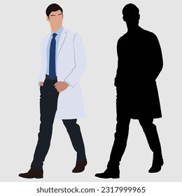 El estilo distintivo del doctor inteligente en siluetas y retrato.