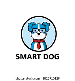 Smart dog logo template design vector