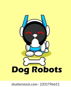 Smart dog robot cartoon vector illustration design, cute and adorable design