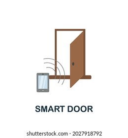 Klare Tür flach Symbol. Farbiges Schild aus der Home Security Collection. Creative Smart Door-Icon-Illustration für Webdesign, Infografiken und mehr
