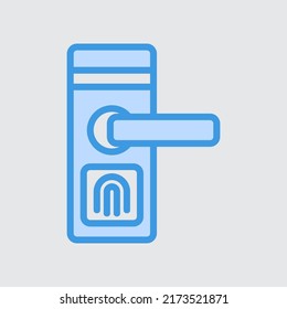 Smart door icon in blue style about smart home, use for website mobile app presentation
