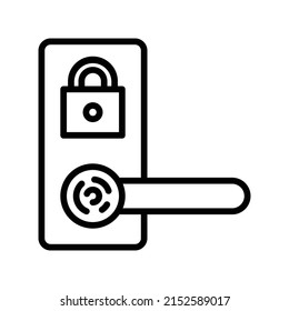 Smart Door Icon. Line Art Style Design Isolated On White Background