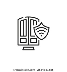 Ícone de porta inteligente. Simples ícone de porta inteligente para mídias sociais, app e web design. Ilustração vetorial