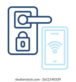 Smart Door Icon Two Color Outline Style. Vector Illustration For Graphic Design