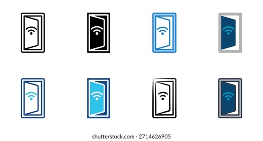Los iconos inteligentes de la puerta establecen la colección de Vector de estilo múltiple. 
