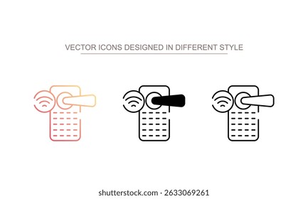 Design de ícone de botão de porta inteligente com ilustração de estoque de fundo branco