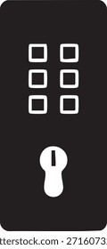 Smart Door Lock Schließriegel mit Tastatur und Schlüsselloch-Silhouetten einzeln auf weißem Hintergrund