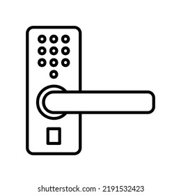 Smart door lock handle icon in black outline style