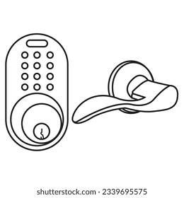 Smart door lock Smart home security system Keyless door lock outline