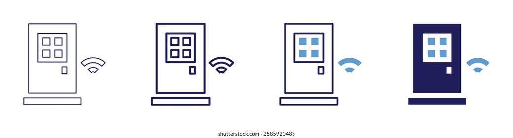 Smart door lock icon in 4 different styles. Thin Line, Line, Bold Line, Duotone. Duotone style. Editable stroke.