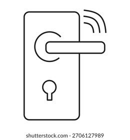Icono de cerradura de puerta inteligente – Ilustración de línea de sistema de acceso digital y seguridad