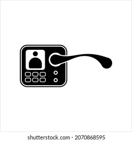 Smart Door Lock Icon, Smart Key Pad Security Door Lock Vector Art Illustration