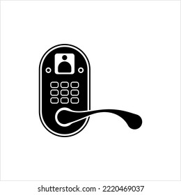 Smart Door Lock Icon, Smart Key Pad Security Door Lock Vector Art Illustration