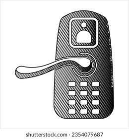 Smart Door Lock Icon, Smart Key Pad Security Door Lock Vector Art Illustration