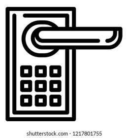 Smart door lock icon. Outline smart door lock vector icon for web design isolated on white background