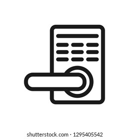 Smart door lock icon. Outline smart door lock vector icon for web design isolated on white background