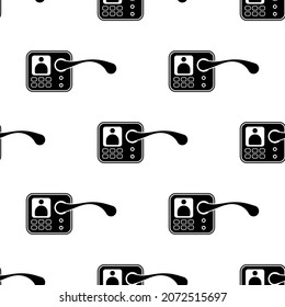 Smart Door Lock Icon Seamless Pattern, Smart Key Pad Security Door Lock Vector Art Illustration