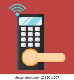 Icono de cerradura de puerta inteligente. Subtabla a poner en la tecnología, el hogar inteligente, etc.