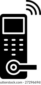 Intelligentes Türschloss mit Tastatur und drahtlosem Signalsymbol