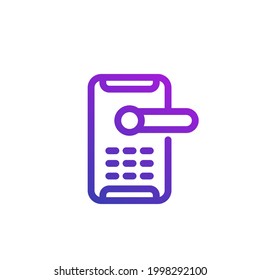smart door lock line icon on white