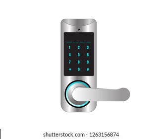 Smart Door Lock On White Background.