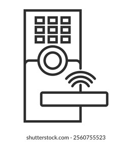 Smart door lock outline icon, editable vector illustration and transparent graphic element. Isolated on white background