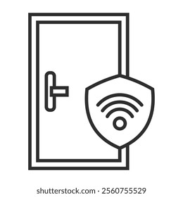 Smart door lock outline icon, editable vector illustration and transparent graphic element. Isolated on white background