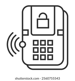 Smart door lock outline icon, editable vector illustration and transparent graphic element. Isolated on white background