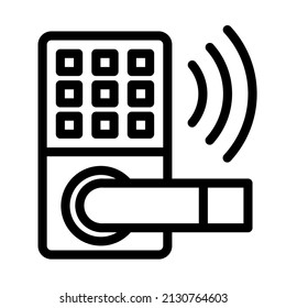 sitio web de ilustraciones de iconos del vector de bloqueo de puerta inteligente