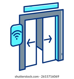 Smart Door Sensor icon represented by Smart Door Sensor Lineal Color style.