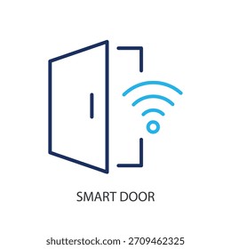 Iconos de línea delgada de puerta inteligente. Ilustración vectorial original.