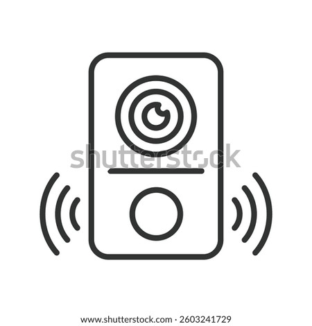 Smart doorbell, icon in line design. Doorbells, wireless doorbell, video doorbell, security camera on white background vector. Smart doorbell, icon in line design, editable stroke icon