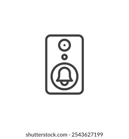 Smart Doorbell line icon. linear style sign for mobile concept and web design. Doorbell with camera outline vector icon. Visitor monitoring symbol, logo illustration. Vector graphics