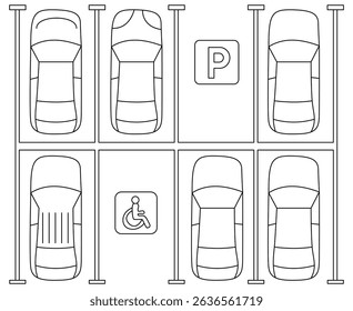 Smart Drive Icons – Minimal Line Art Symbols for Parking and Safety
