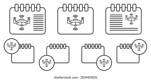 Smart drone concept line vector icon in calender set illustration for ui and ux, website or mobile application