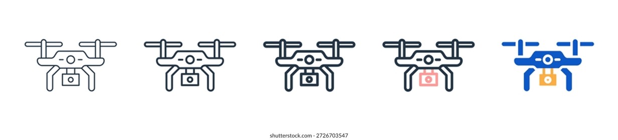 Smart Drone diferentes iconos de estilo conjunto de Ilustración vectorial.
